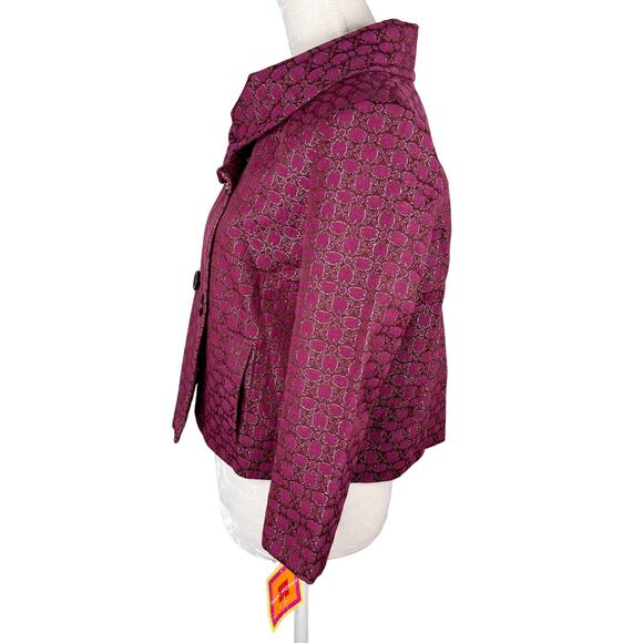 Isaac Mizrahi Target Blazer 10 Scarlet Bloom Crop Pockets Textured New - Picture 12 of 12